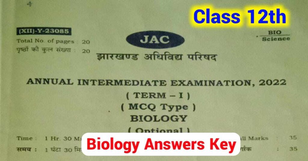 JAC Class 12th Biology Answer key 2022
