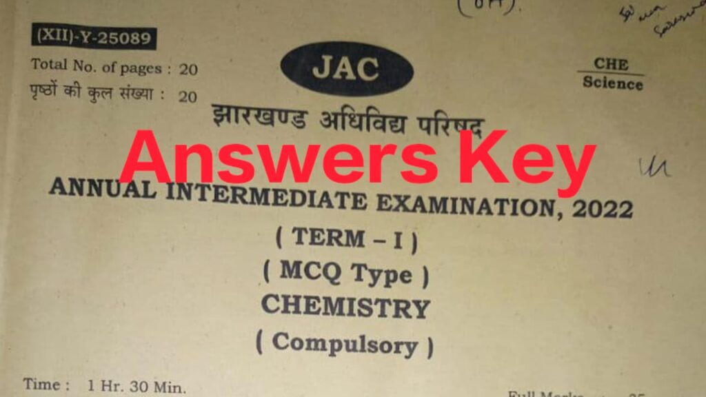 JAC Class 12 Chemistry Answers Key 2022