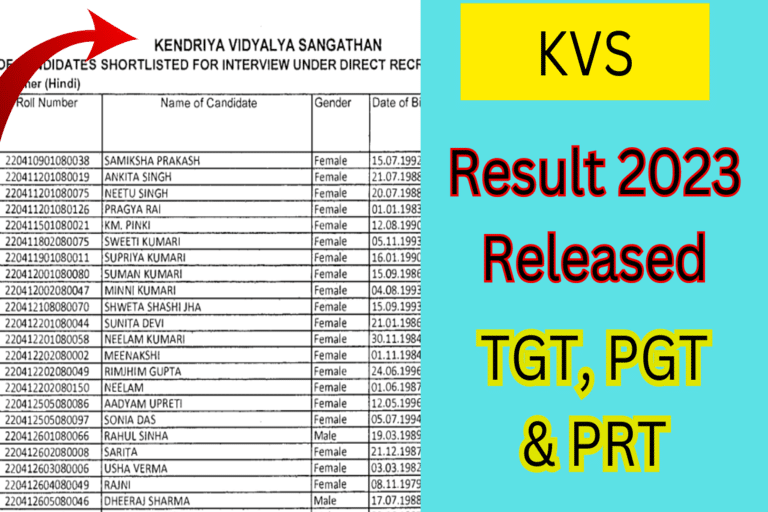 KVS Result 2023 Released for TGT and PGT & PRT, Result Link