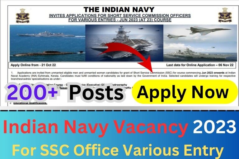 Indian Navy Vacancy 2023 For SSC Officer Various Entry