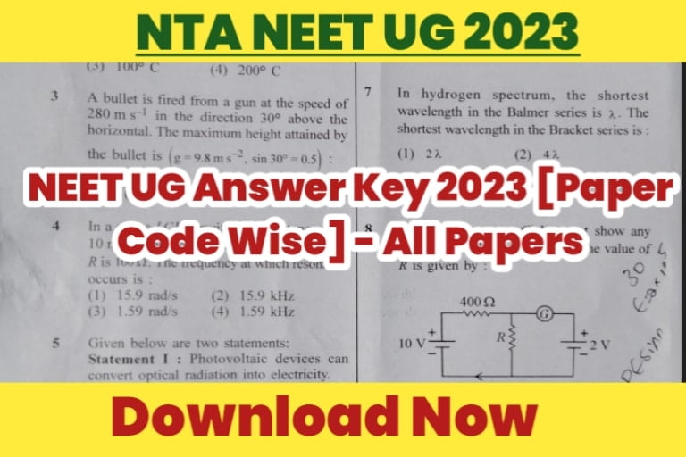 NEET UG All Papers Answer Key 2023