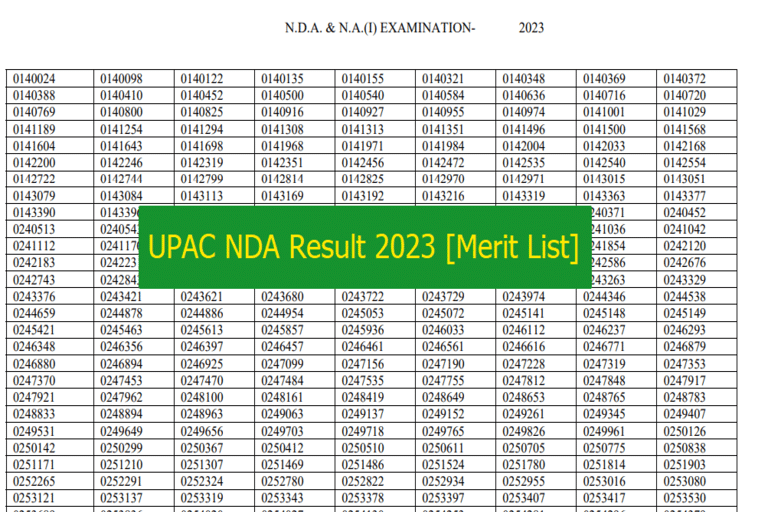 UPSC NDA Result 2023 Merit List Out