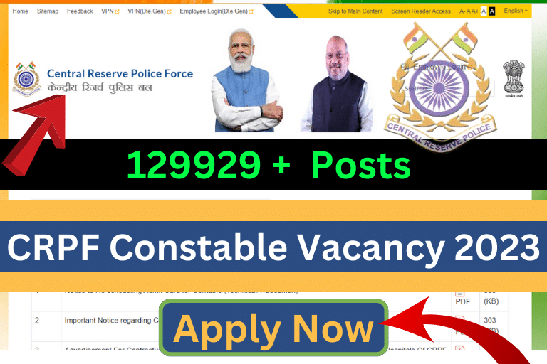 CRPF Constable Recruitment 2023 Apply Now