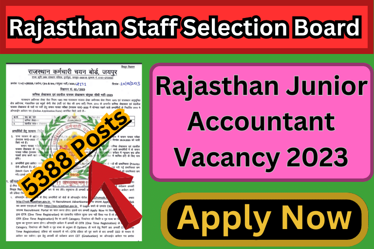Rajasthan Junior Accountant Vacancy 2023 [ Apply Now ]