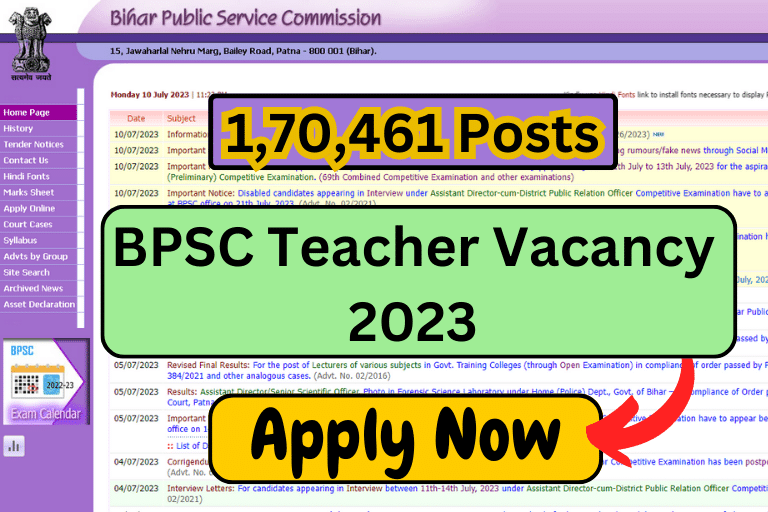 BPSC Teacher Vacancy 2023 [ Apply Now ]