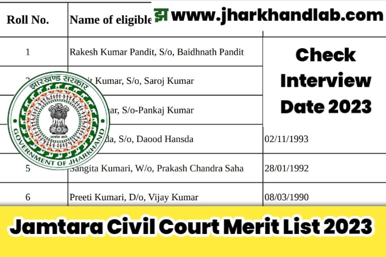 Jharkhand Jamtara Civil Court Merit List 2023