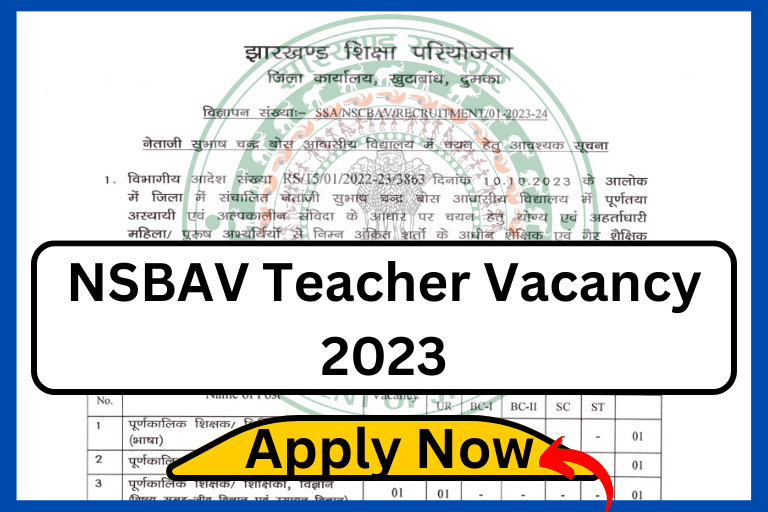 NSBAV Teacher Vacancy 2023 Dumka District [ Apply Now ]