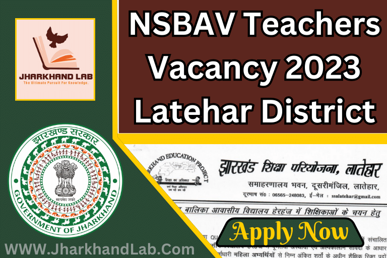 NSBAV Teachers Vacancy 2023 Latehar District [ Apply Now ]