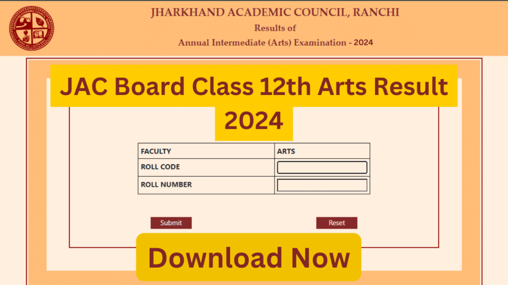 JAC Board Class 12th Arts Result 2024